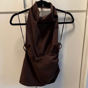 Zara Chocolate Brown Halter Top